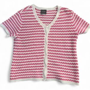 Pink and White Striped Knit Top